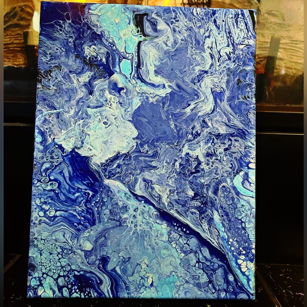 Arctic blue flow painting